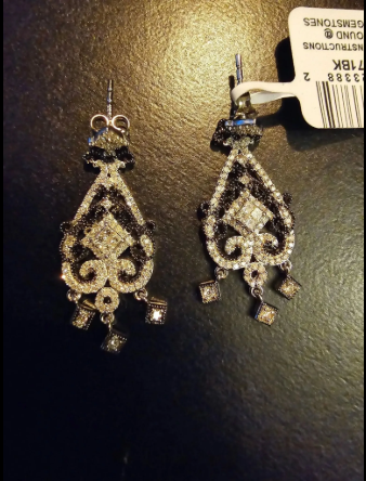 Black Diamond Antique Filigree Earrings, 3/4 CT